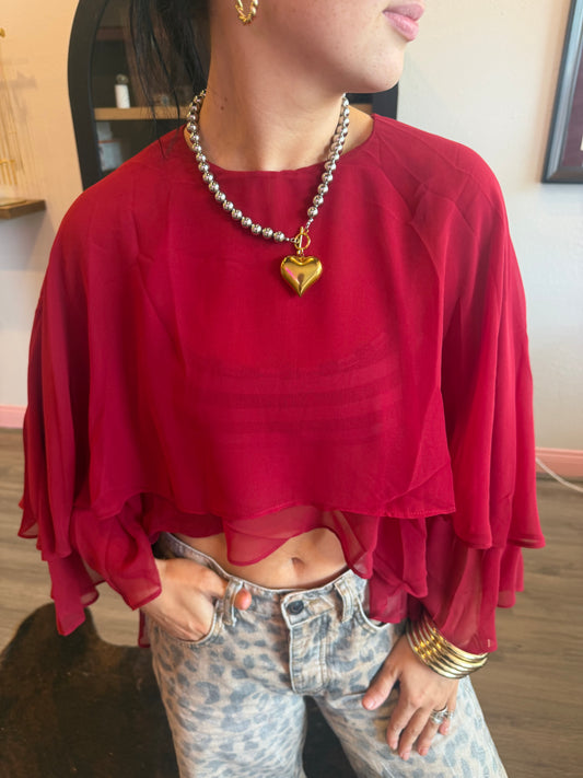 Maroon Cape Top