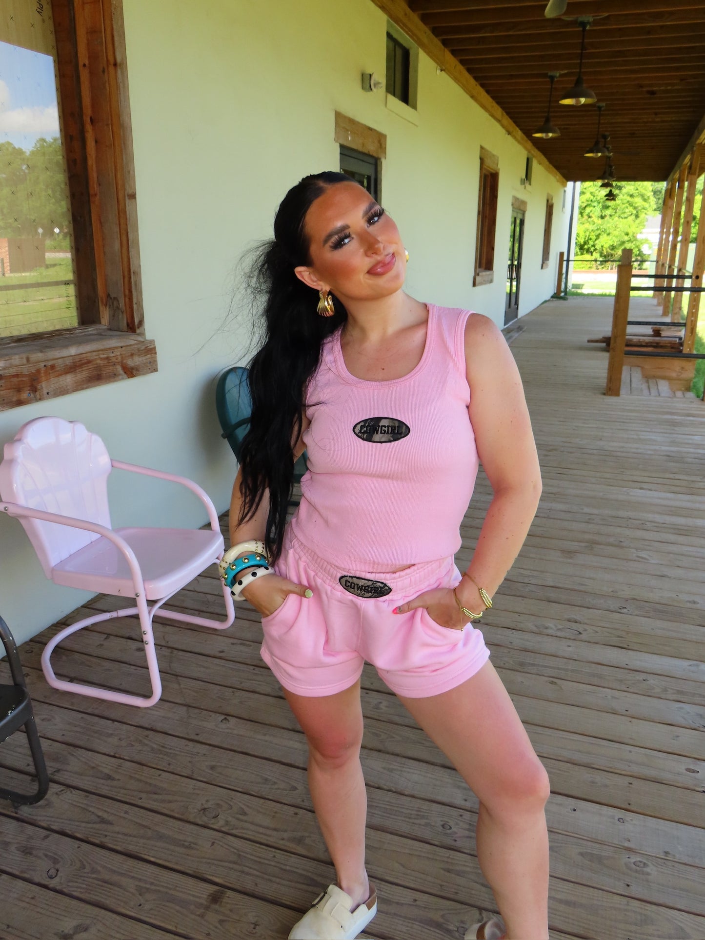 CCC The label pink tank top set with Camo & Black