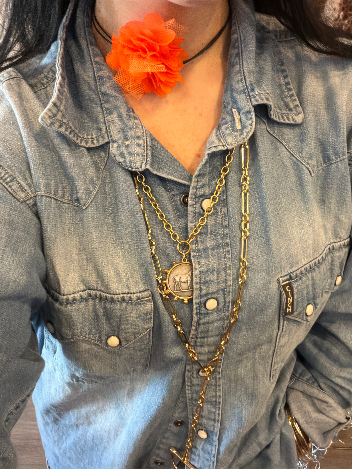 Orange Rosette neck tie