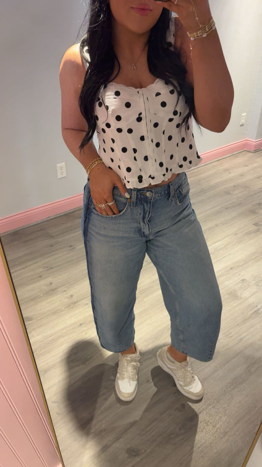 Black and White Polka Dot Corset Top