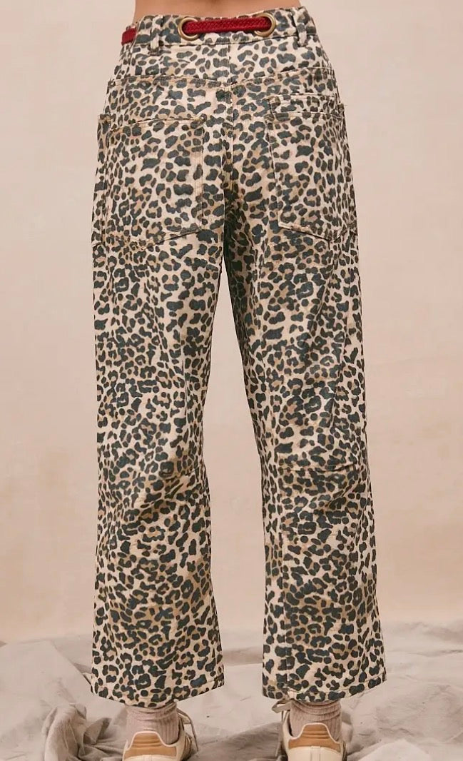 Leopard Rope Barrel Jeans