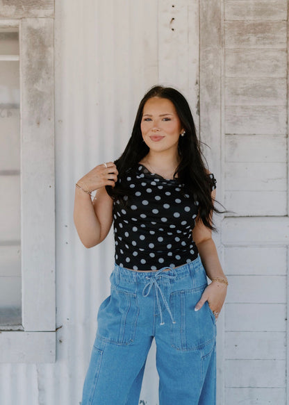 Black Polka Dot Top