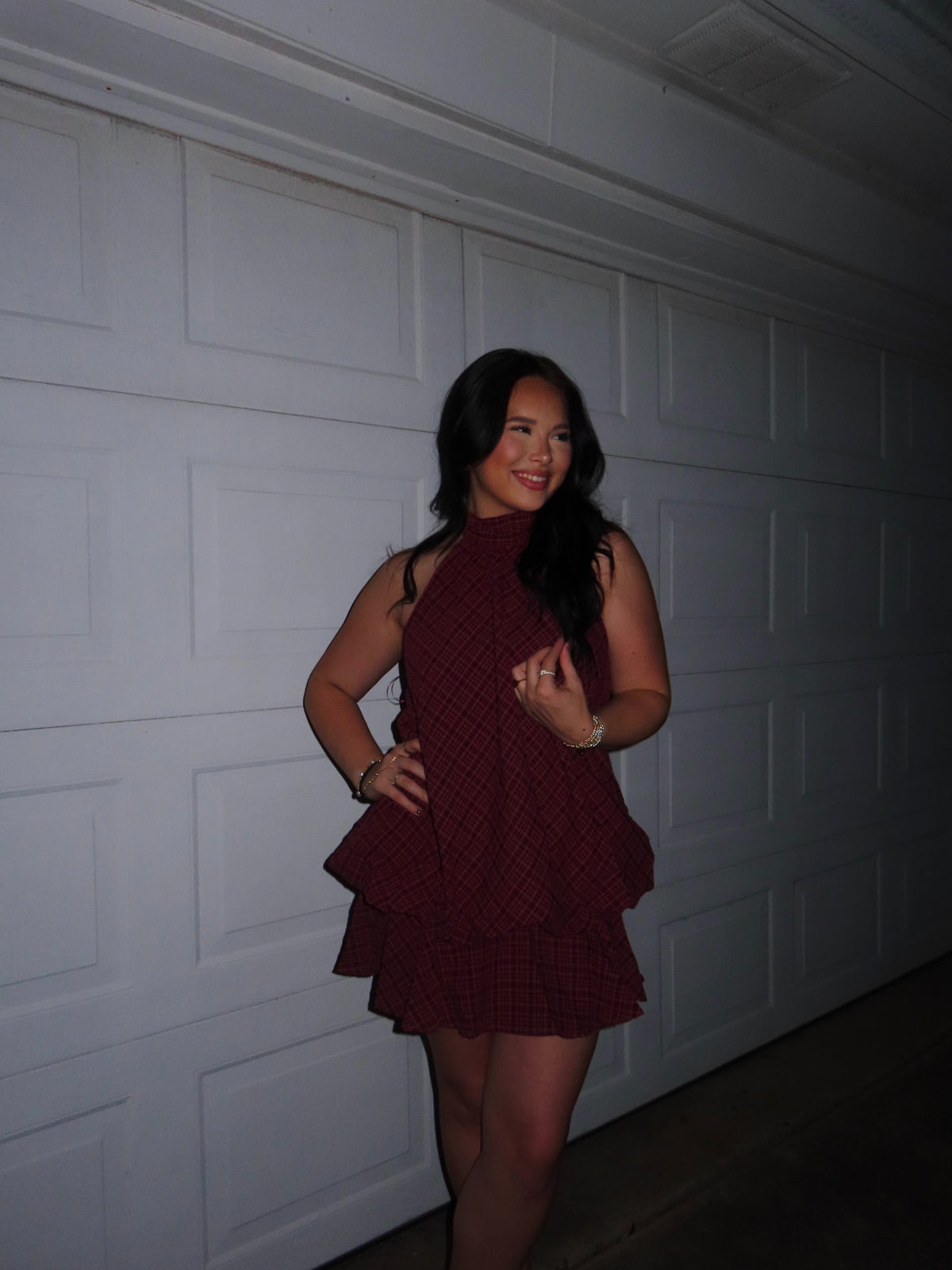 Maroon Plaid Bubble dress