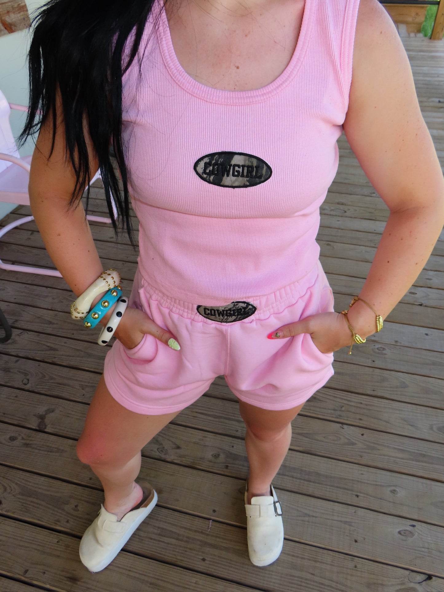 CCC The label pink tank top set with Camo & Black