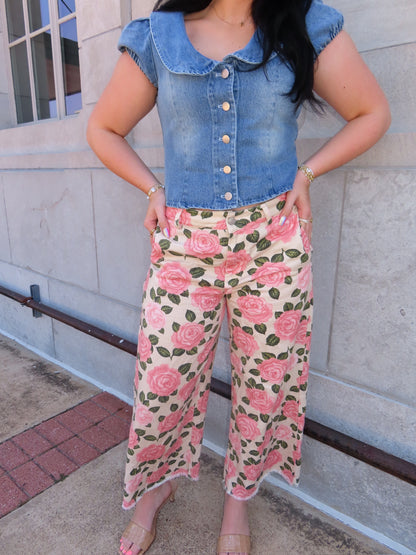 The Floral Wide Leg Jeans