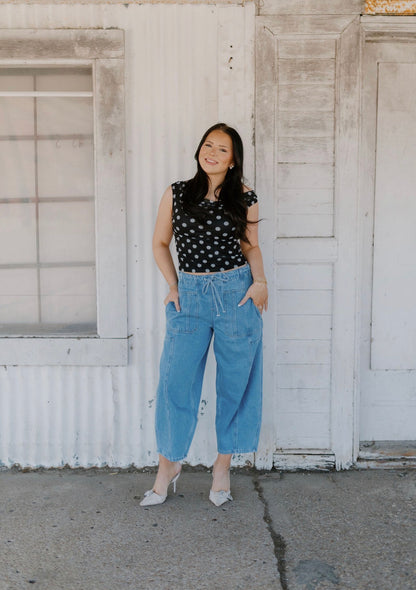 Black Polka Dot Top