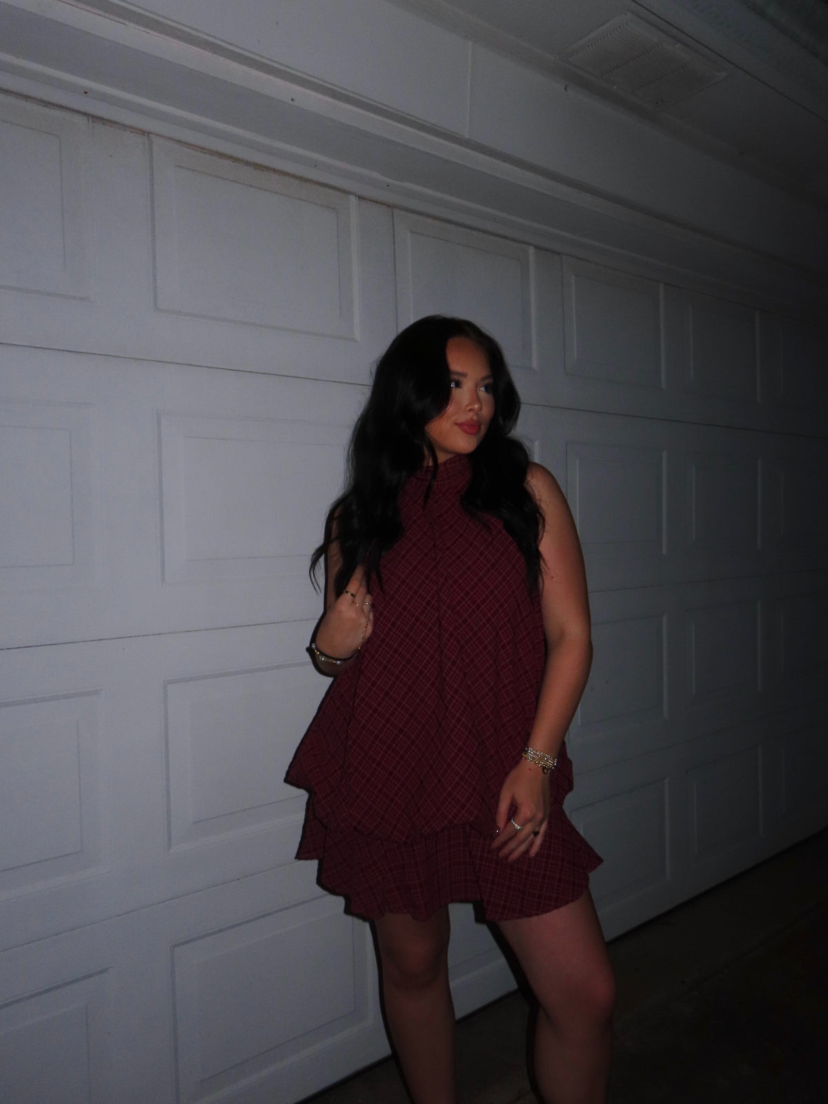 Maroon Plaid Bubble dress