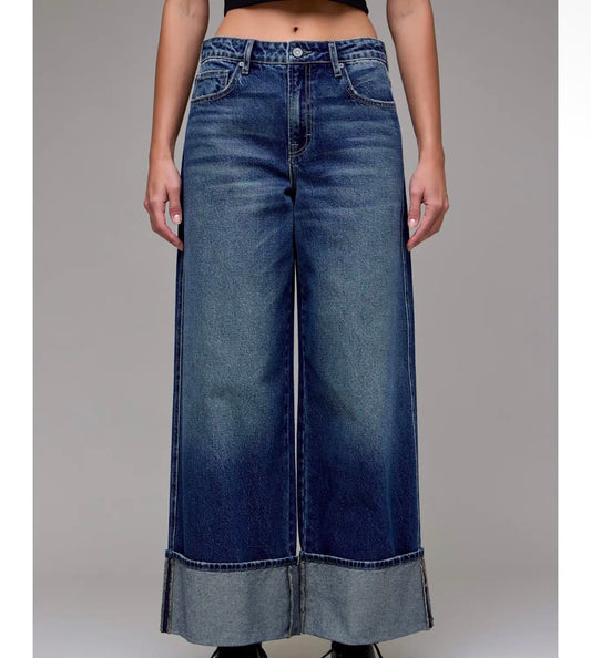 The Hidden Wide Leg Jeans in Dark Wash