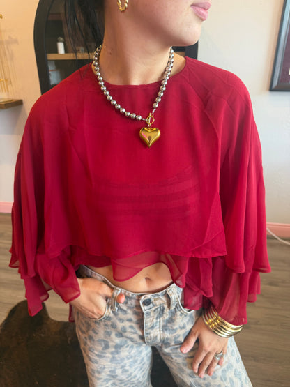 Maroon Cape Top