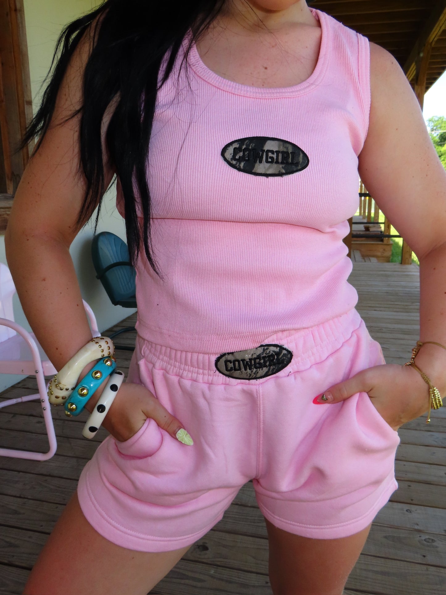 CCC The label pink tank top set with Camo & Black