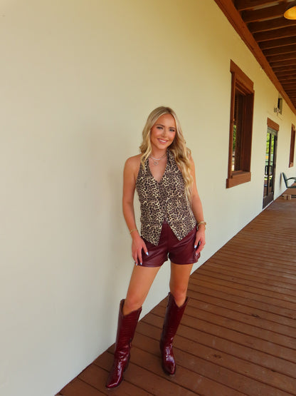 Leopard Denim Halter vest