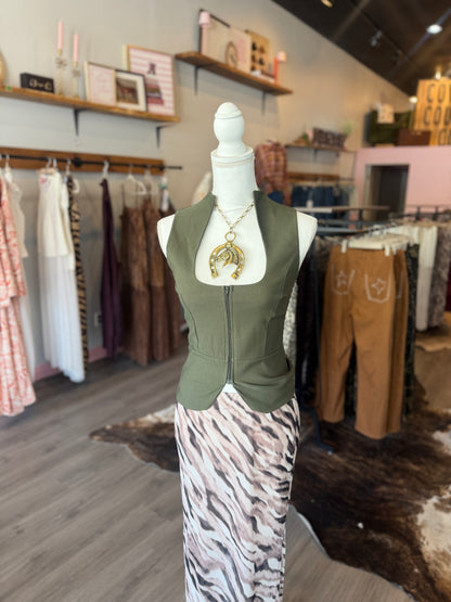 Green Zip Up Top