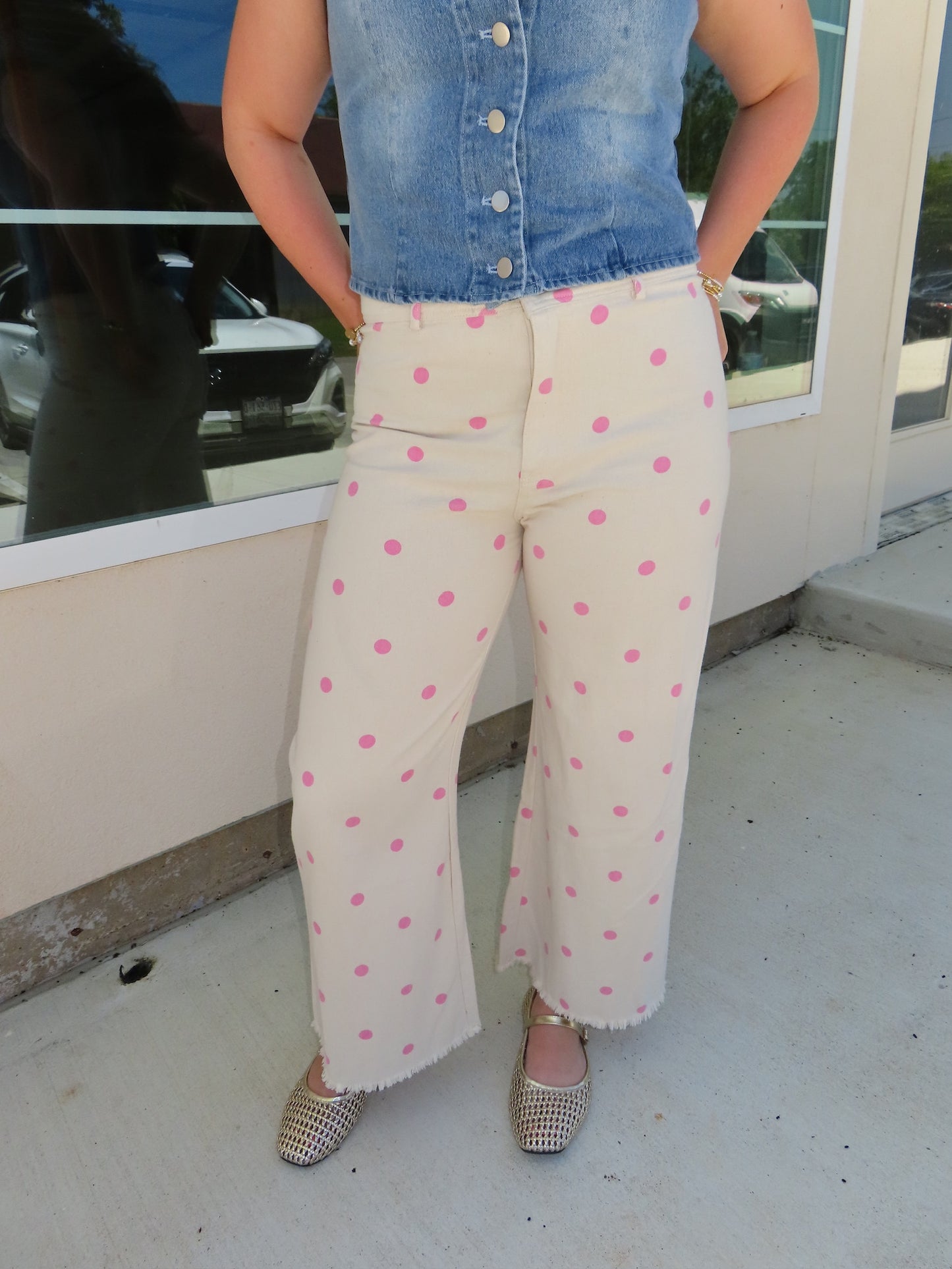 The White Polka Dot Wide Leg Jeans