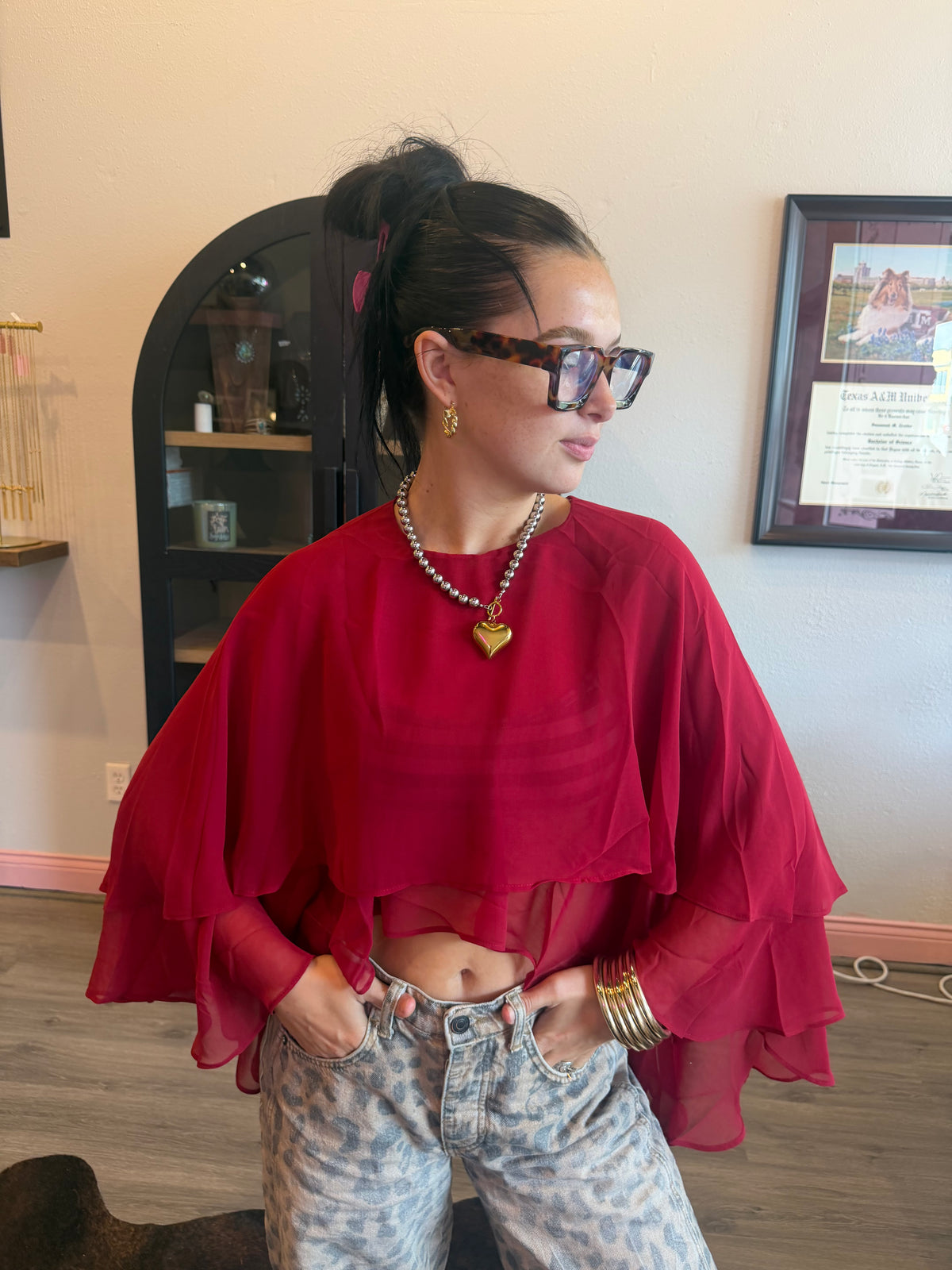 Maroon Cape Top