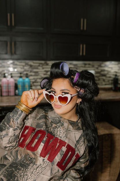 PRE ORDER Cowgirl Country Club The Label- Camo with Maroon Howdy