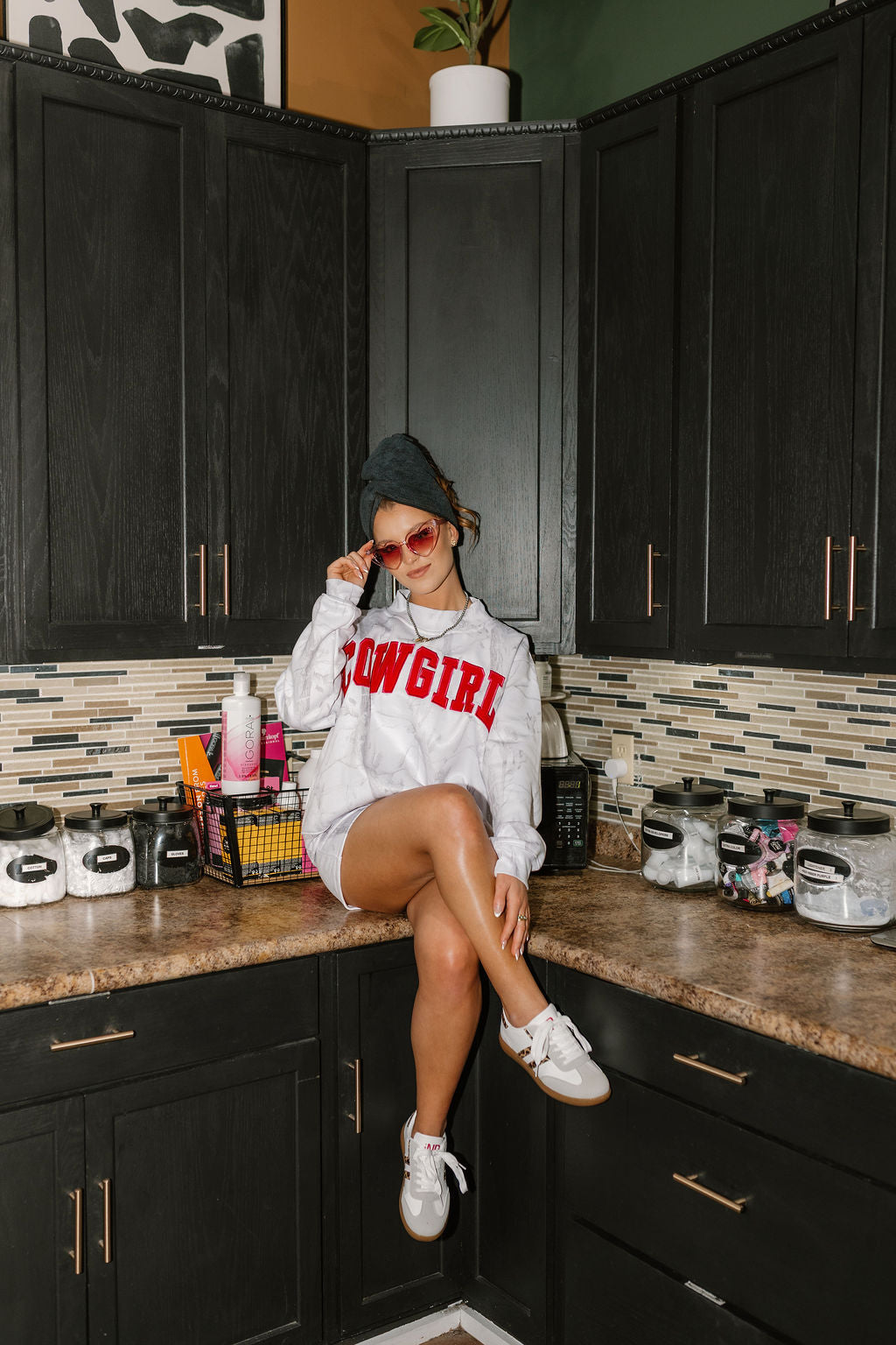 Cowgirl Country Club The Label- 
White Camo with Hot Pink Mockneck Set