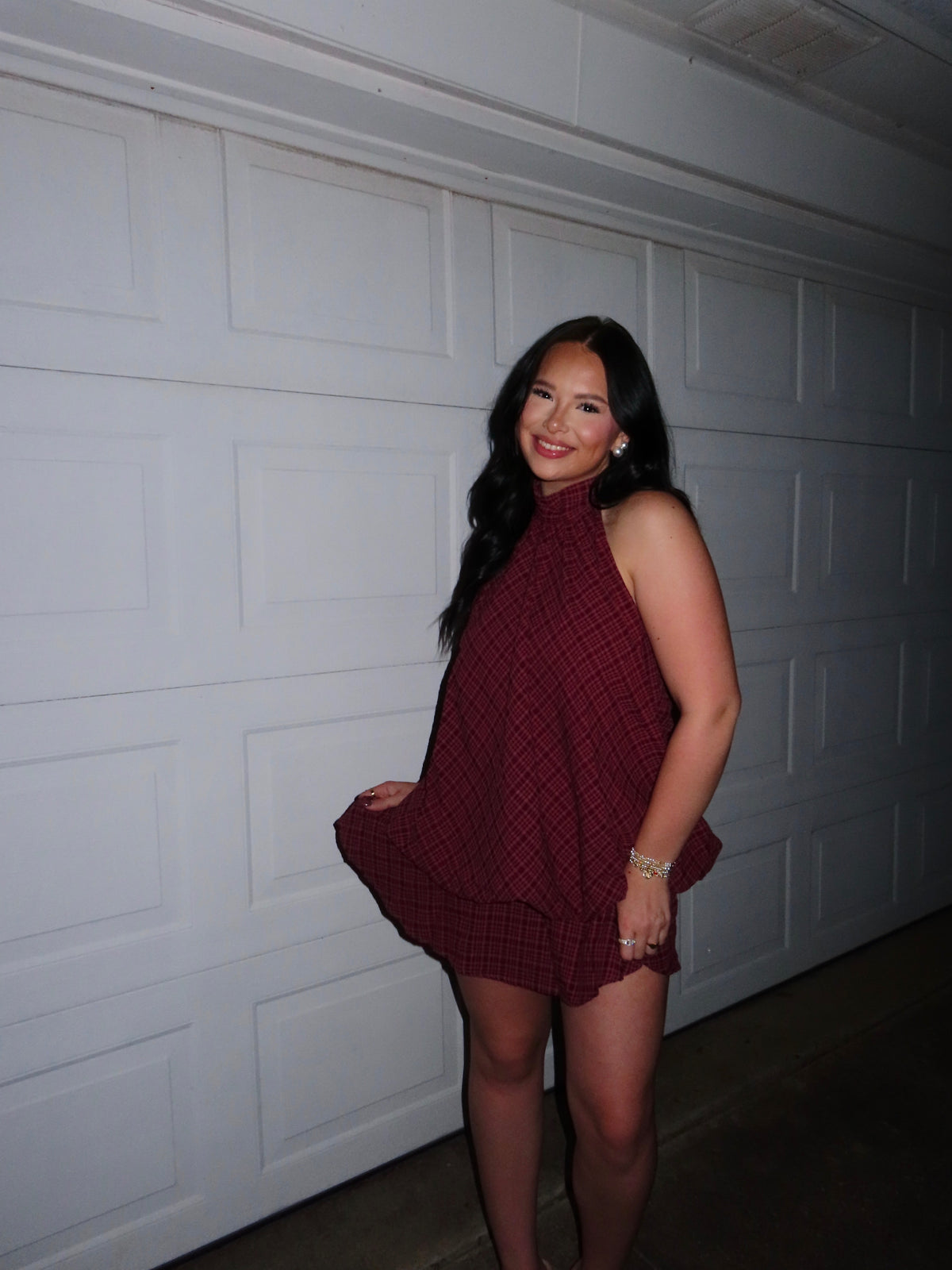 Maroon Plaid Bubble dress