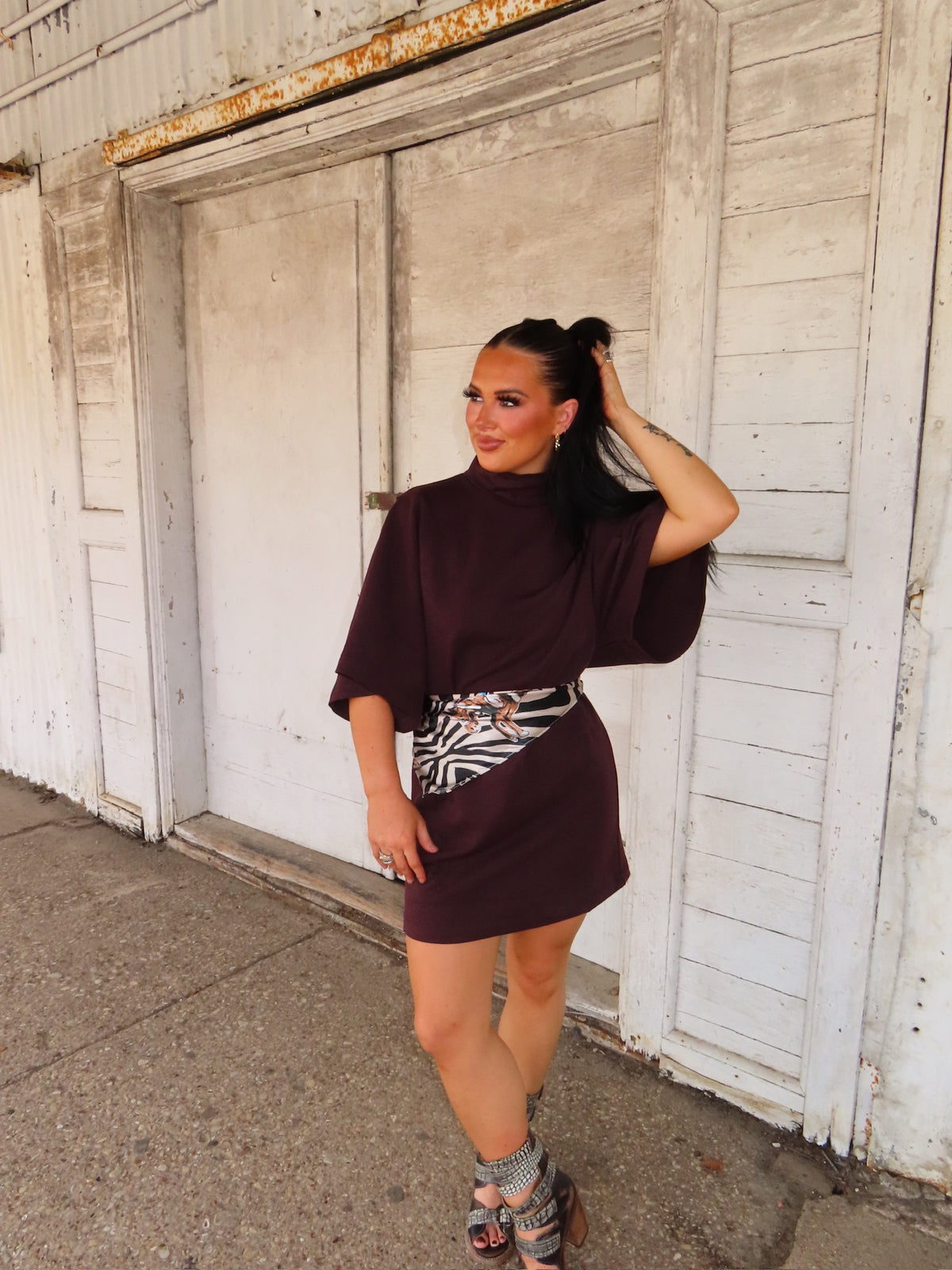 The Maroon Batwing Dress