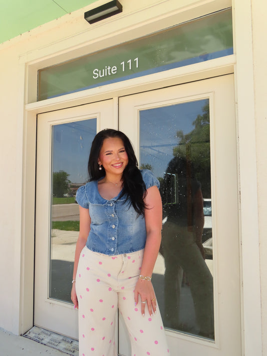 The White Polka Dot Wide Leg Jeans