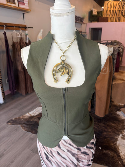 Green Zip Up Top