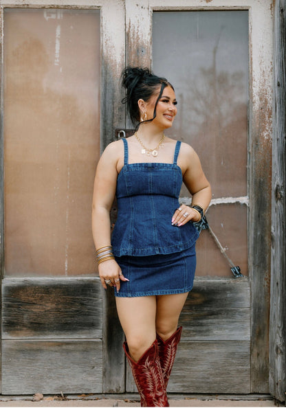 The Denim Peplum Set