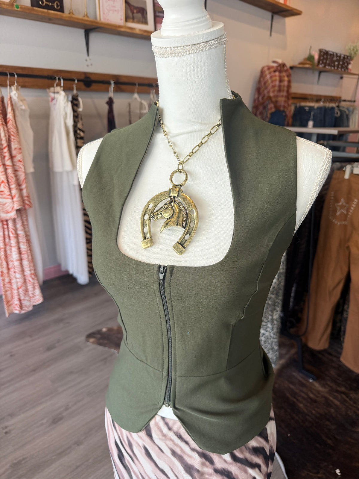 Green Zip Up Top