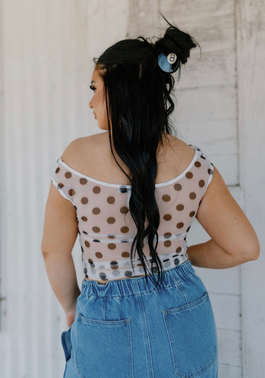 White Polka Dot top