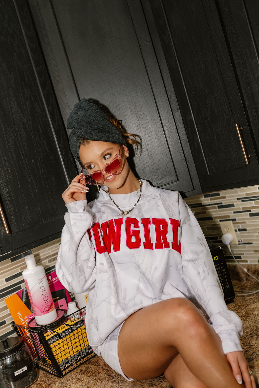 Cowgirl Country Club The Label- 
White Camo with Hot Pink Mockneck Set