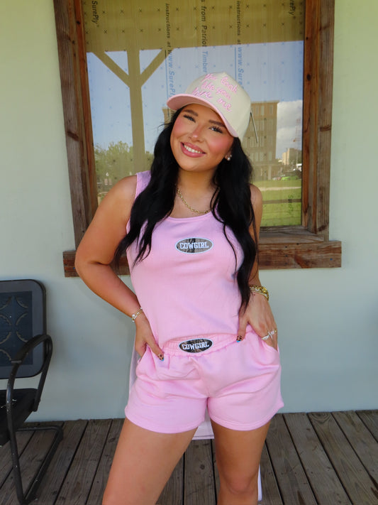 CCC the label pink tank top set with camo & white