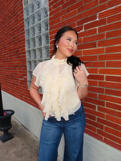 Cream Ruffle Top